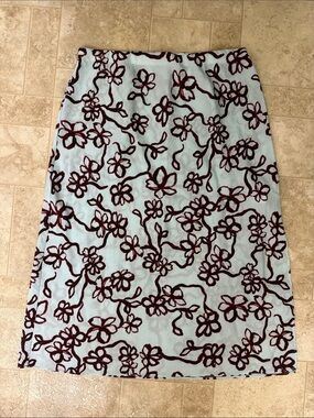 Madewell Light Blue Skirt with Maroon Floral Burnout